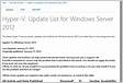 Hyper-V Update List for Windows Server 2012